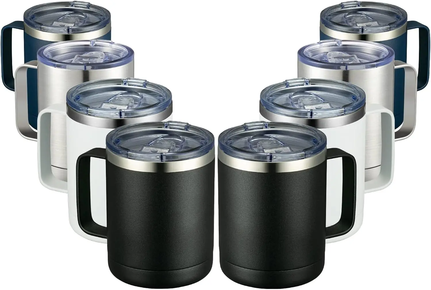 

Кофейная кружка на 12 унций с ручкой, 8 упаковок оптом, дорожные стаканы с изоляцией из нержавеющей стали и раздвижной крышкой, вакуумный лагерь с двойными стенками