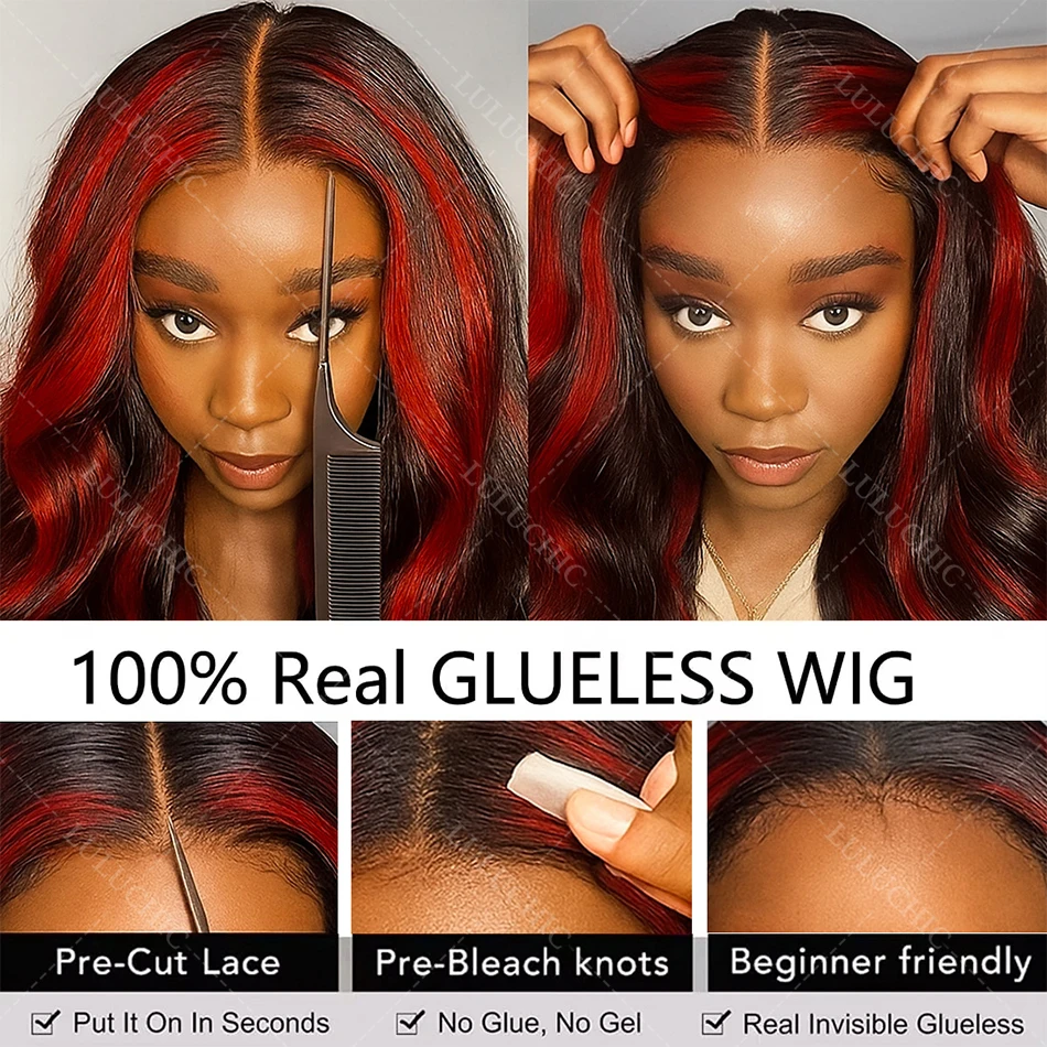 1B/99J أومبير الأسود مع الأحمر تسليط الضوء 5x5 الدانتيل إغلاق الجسم موجة باروكة من شعر طبيعي 30 بوصة ارتداء والذهاب البرازيلي الأحمر غلويليس الباروكات