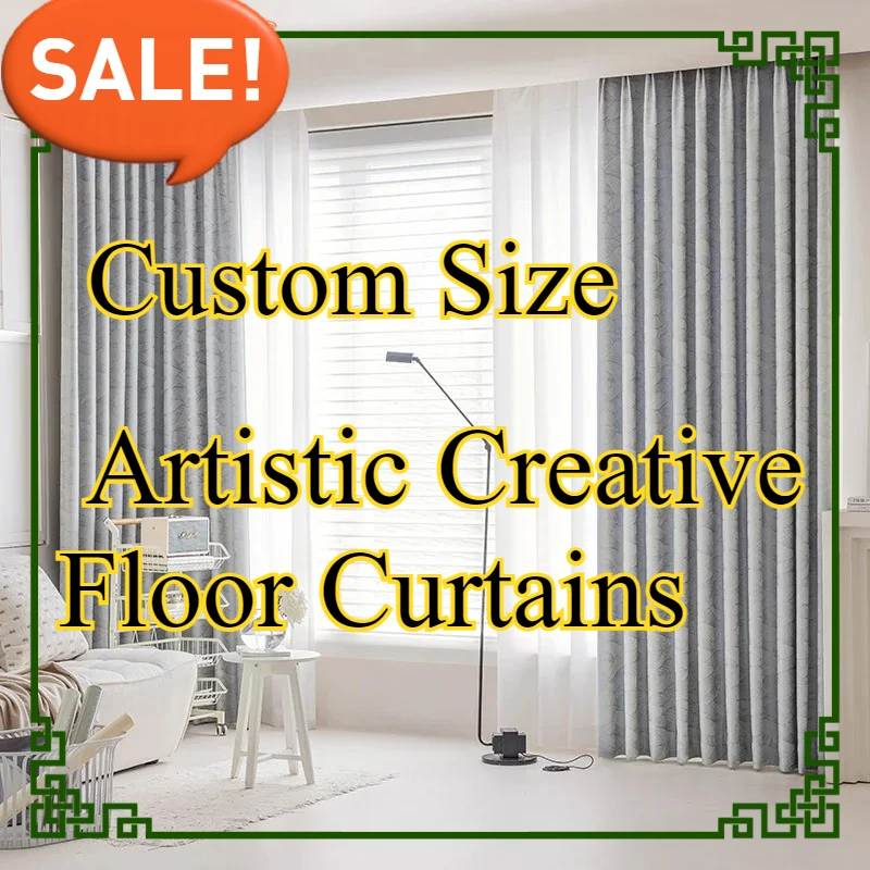 

Luxury Living Room Curtain Gray Bedroom Curtains Artistic Creative Floor Curtains Blackout Sun Protection Study Curtain Cortina