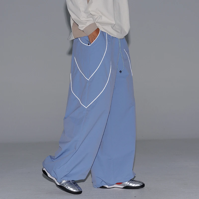 

Outdoor Reflective Strip Waterproof Baggy Pant Men Women Streetwear Fashion Loose Casual Wide Leg Sport Pants Cityboy Trousers