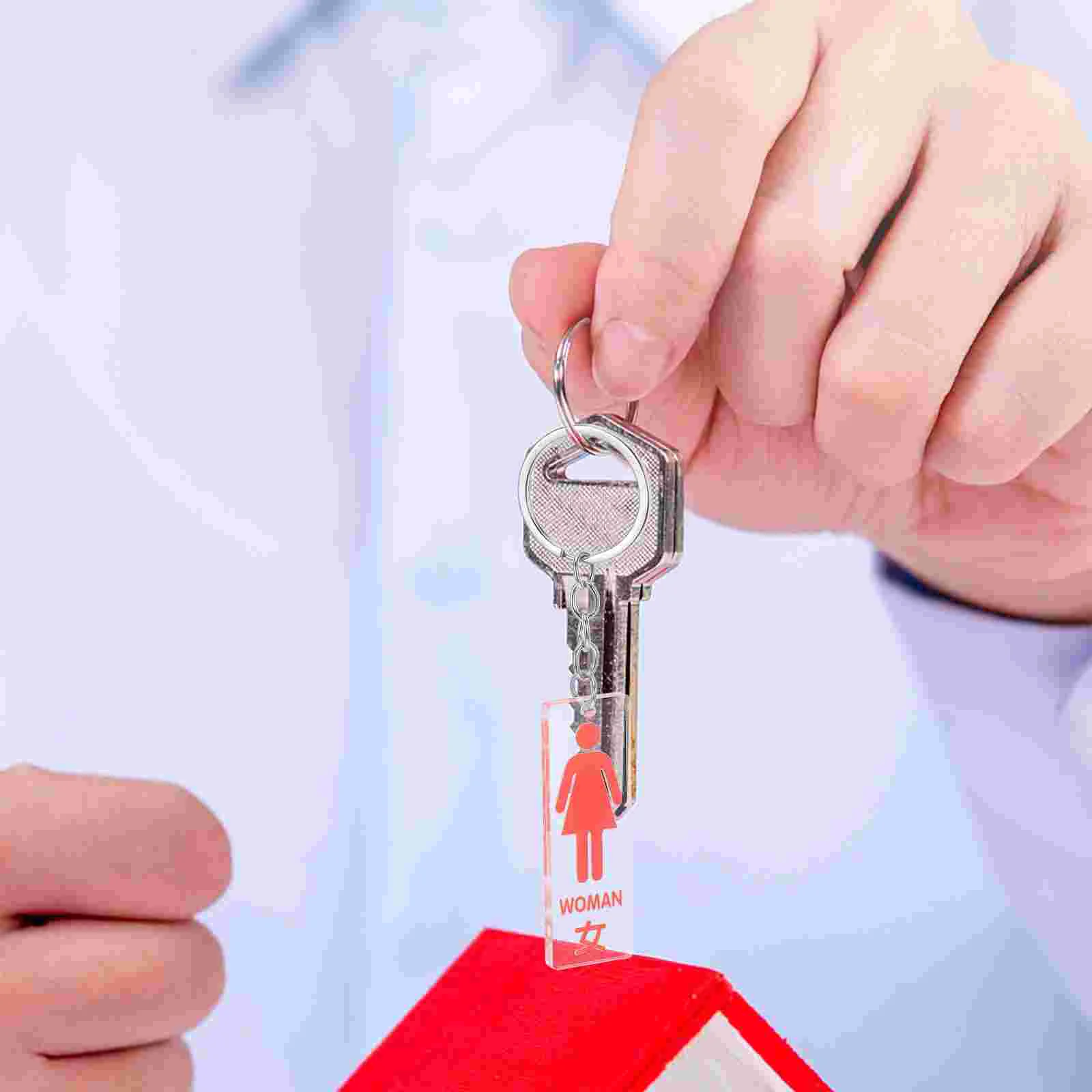 Tag Key Chain Restroom Rings Identifiers Keychain for Men Pendant Red Vintage Keyrings Girl