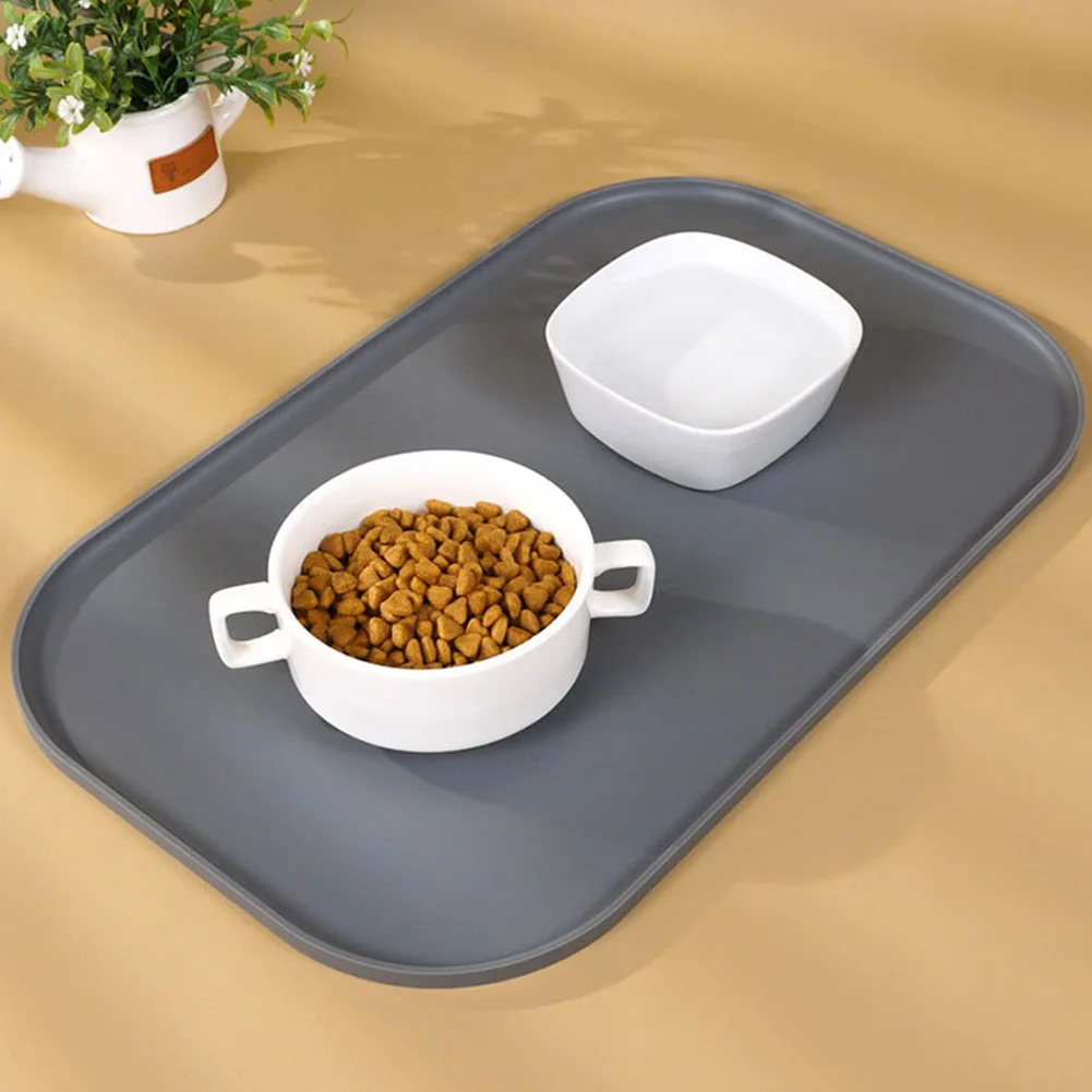 

Pet Feeding Mat With 1cm High Edge Soft Foldable Anti Slip No Stains Silicone Food Mat Pet Supplies For Dogs Cats