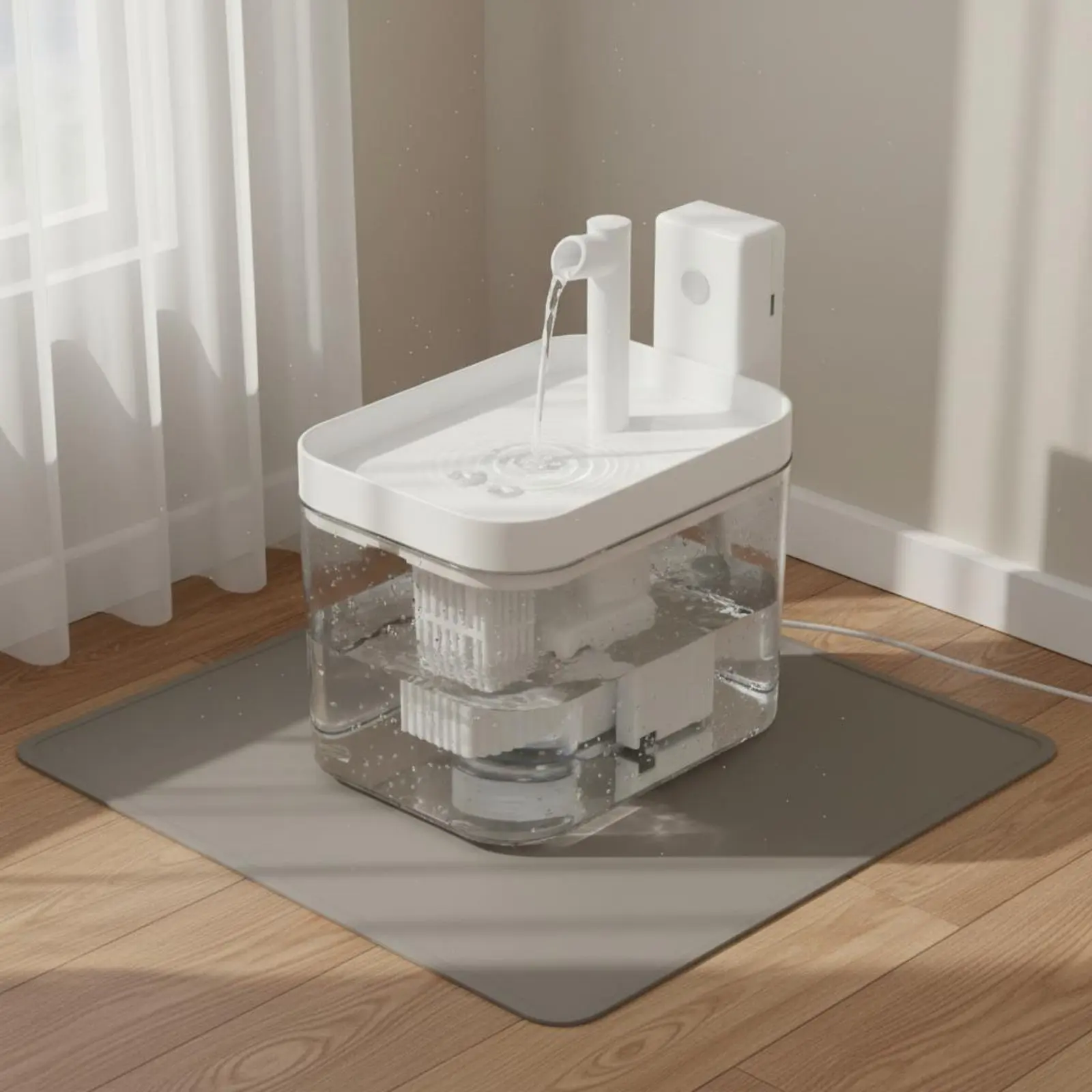 

Circulating Feline Water Dispenser Nearly Quiet Pump Wireless Pet Drinking Dispenser for Small Dogs