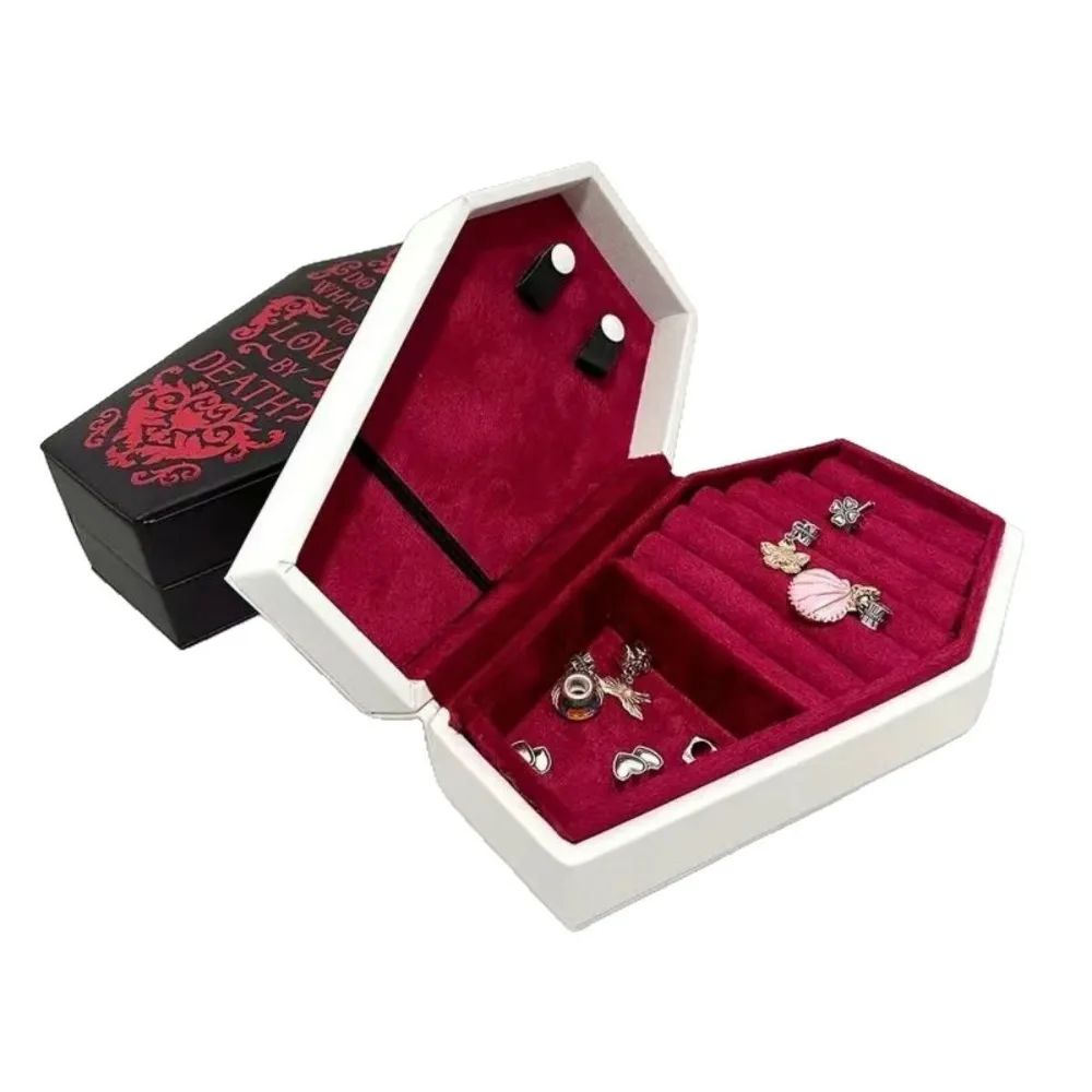 

Gothic Coffin Jewelry Box Trinkets Storage Display Case Halloween Gift Packaging Box Leather Elegant Portable Jewelry Organizer