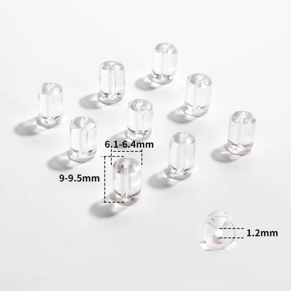 5pcs Barrel Shape Natural Clear Quartz Beads Not Dyed Not Enhanced