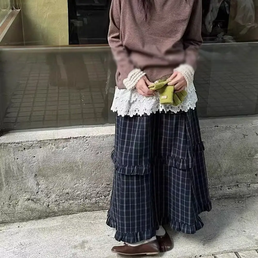 

New Embroidered Flower Lace Mini Skirt Y2K Streetwear Harajuku Ruched Skirts See Through Lace Up Ruffles Skirt Jeans Decoration