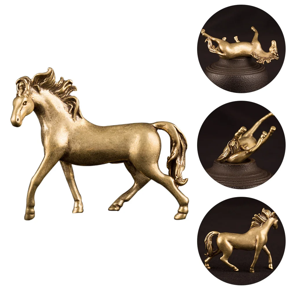 

2 Pcs Copper Horse Statue Decorative Figurine Desktop nament Home Office Desk Decor Vintage Craft Detailed Design