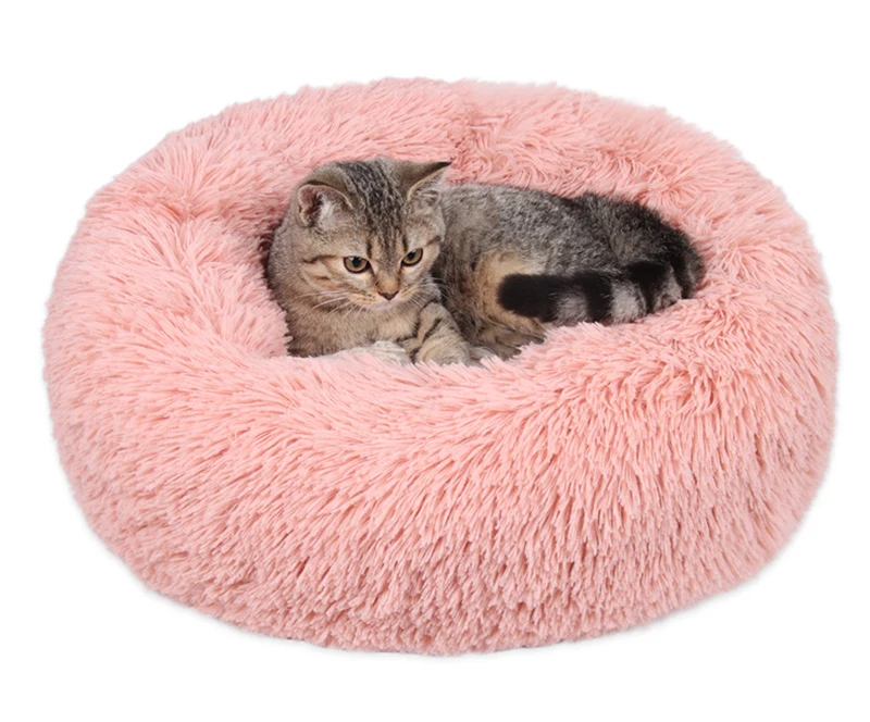 Warm Soft Dog Bed Plush Cat Mat Dog Beds For Large Dogs Bed House Round Cushion Pet Product Accessories Convertible Dog Cushion