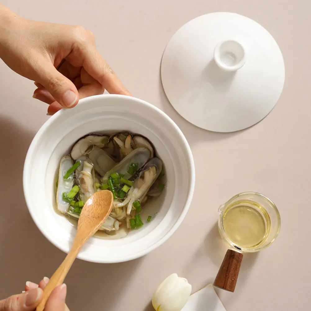 

Ceramic Stew Pot Bowls Household Soup Multi-function Decorative Steam Bowl Thick Practical Design Fine Craftsmanship Smooth