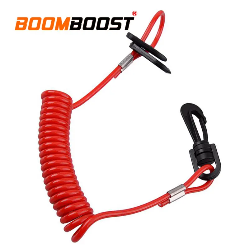 135cm Marine Kill Switch Lanyard - Dual Keys TPU/PVC Tether Cord Anti-Tangle Spring Rope for Boat Motor