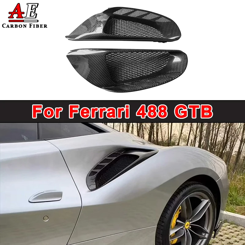 

For Ferrari 488 GTB Carbon Fiber Rear Air Intake Vent Fender Car Flaps Apron Trim Canard Splitter Body Kit