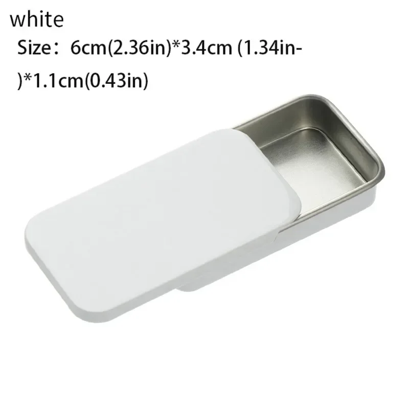 Tinplate Storage Push Pull Box Solid Balm Candy SlideLid Iron Box Flat Rectangular Slide Lid Small Iron Box Color Empty  1Pc