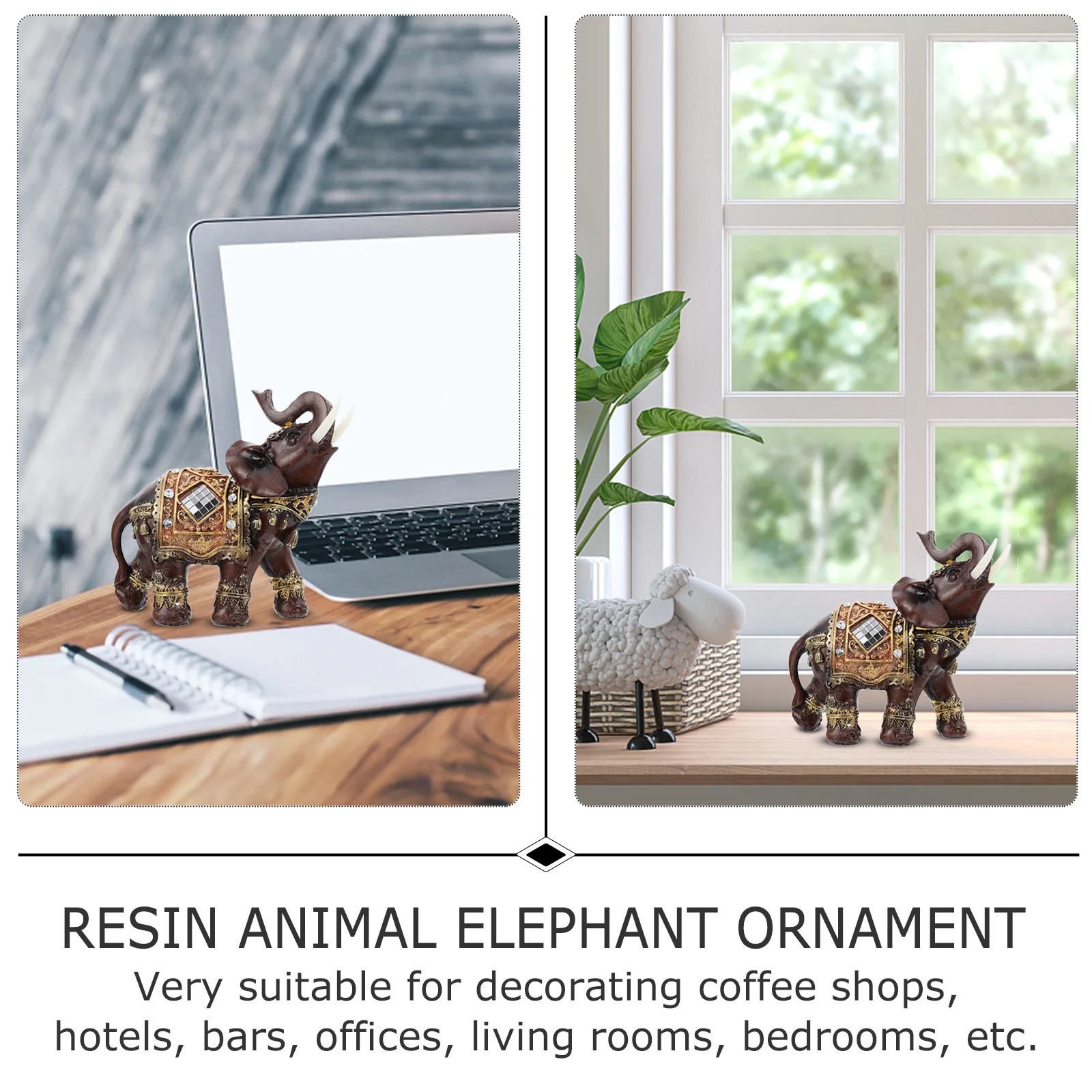 

Resin Elephant Desktop Decor Tabletop Ornament Unique Design Home Decoration Gift Choice Photography Prop