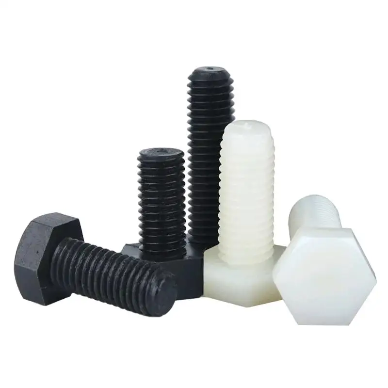 Nylon Bolts Screws DIN933 External Hex Outer Hexagon Head Cap Screw Bolt Thread Length 6-200mm