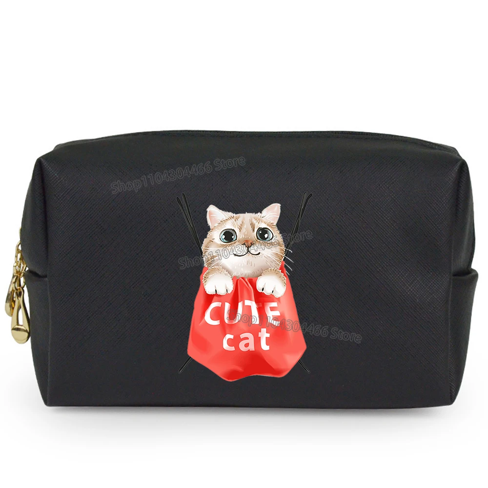 Kawaii Cats Hand Bag Ladies Cute Animal Makeup Bag Lady Bags Waterproof Make Up Bags Trendy Cell Phone Purses for Female Gift