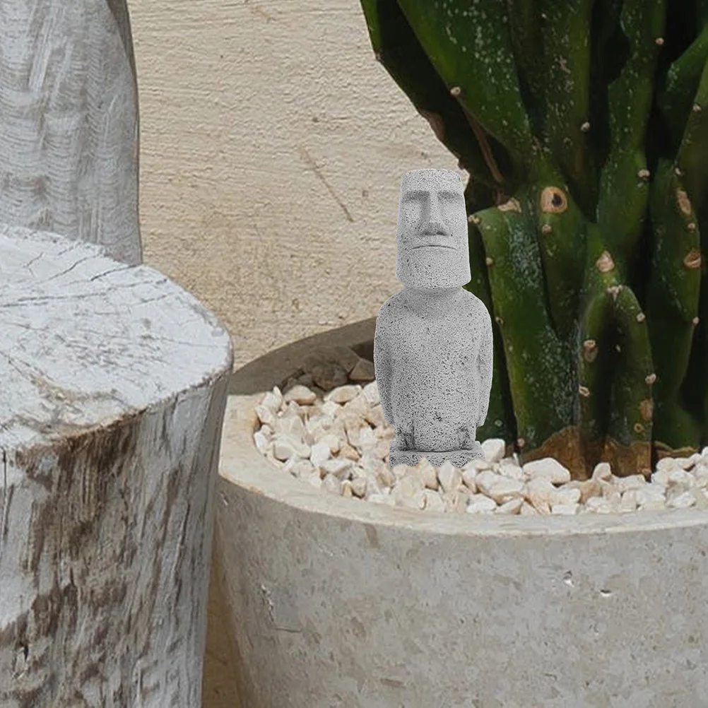 Estátua de moai em miniatura, decoração de casa para aquário, jardim, paisagismo, pedra, escultura artesanal, pequena decoração, peça de arte