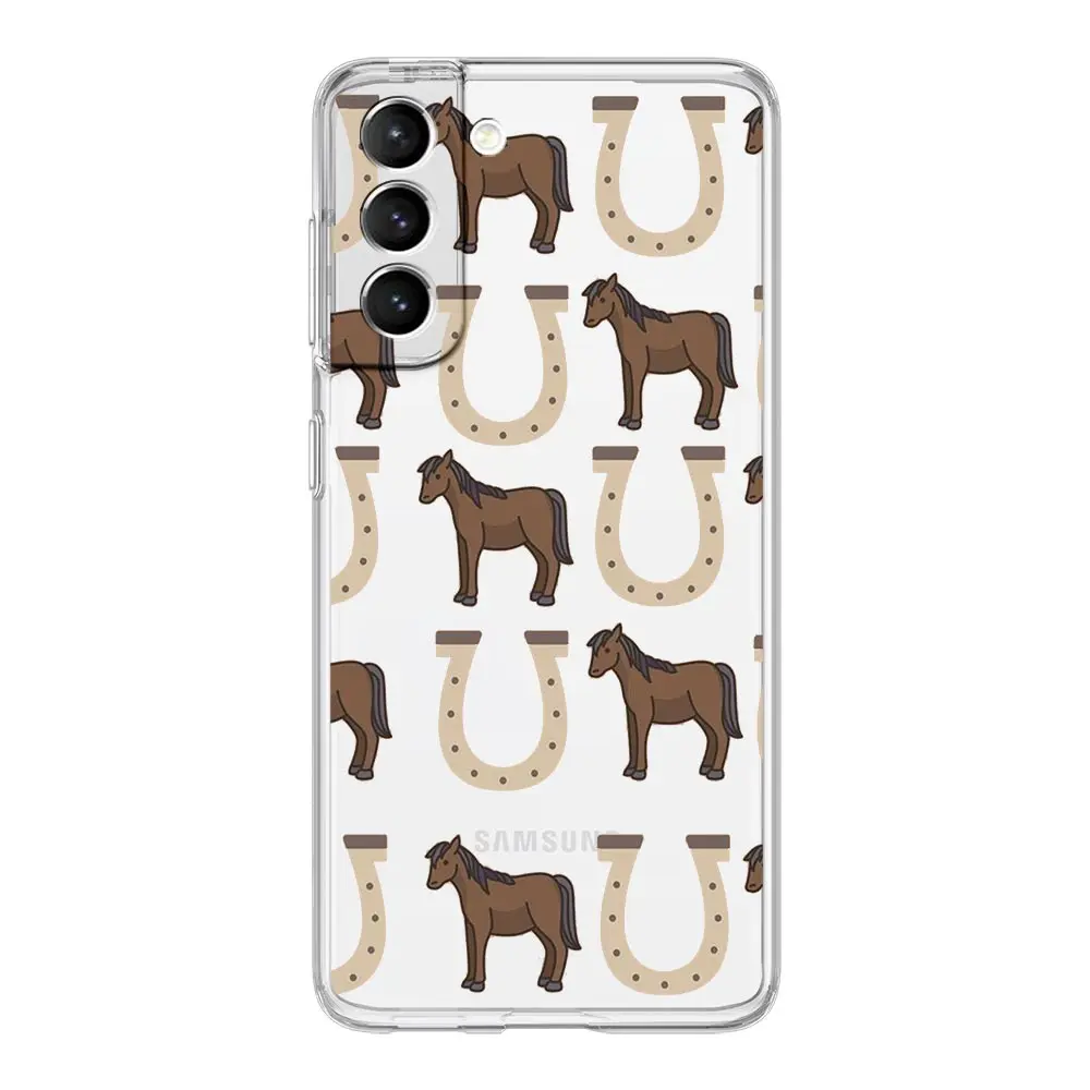 Animal Art Horse Clear Phone Case For Samsung Galaxy S24 Plus S23 FE S22 S21 S20 Ultra 5G S10 S10E S9 S8 Soft Silicone Cover