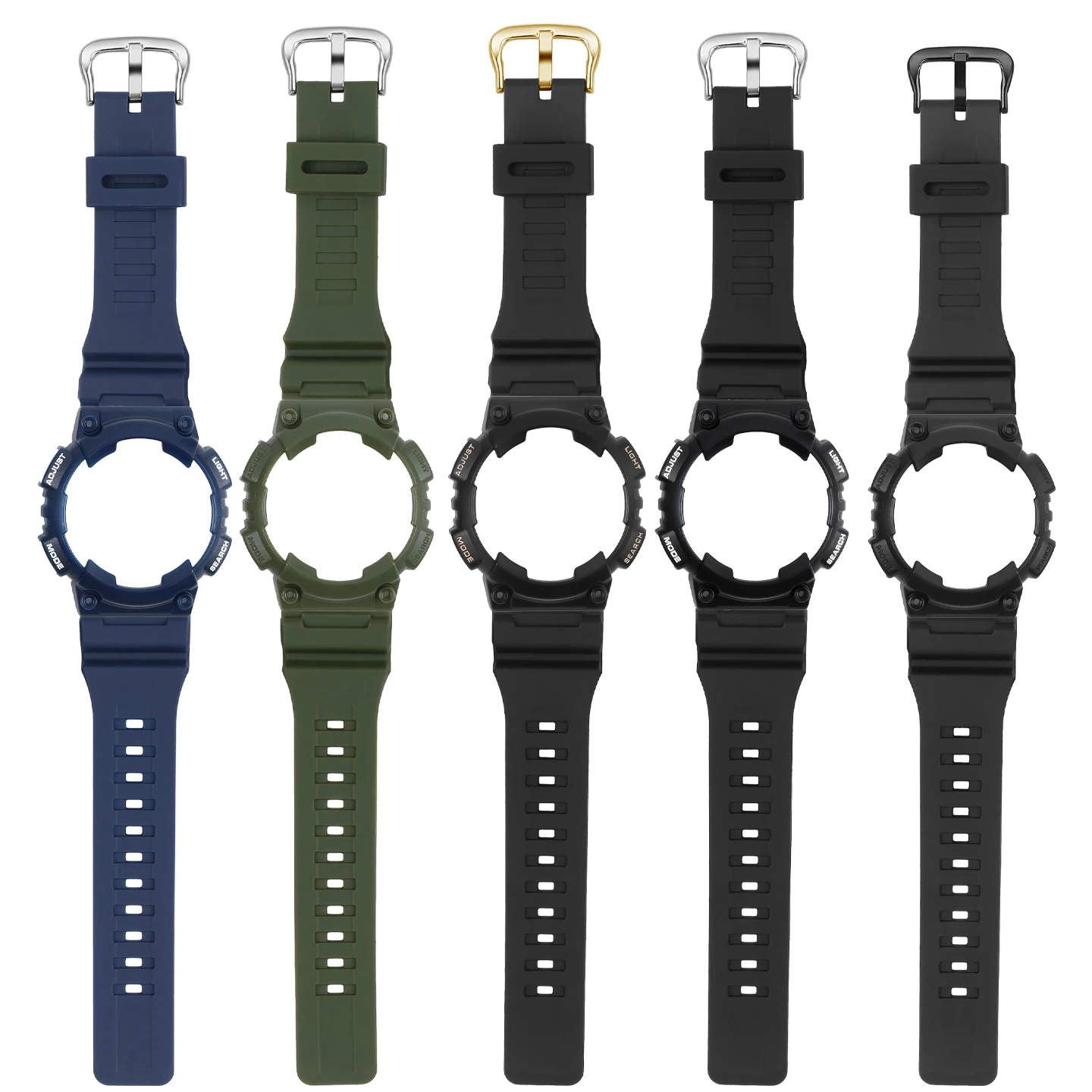 High quality resin case strap for CASIO 5208 AQ-S810W AQ-S810WC replacement case strap watch accessories black blue white green