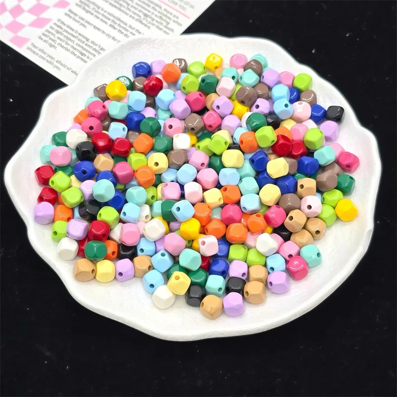 Summer style 200pcs/lot color print geoemtry square shape acrylic beads diy jewelry garment pen hair accessory