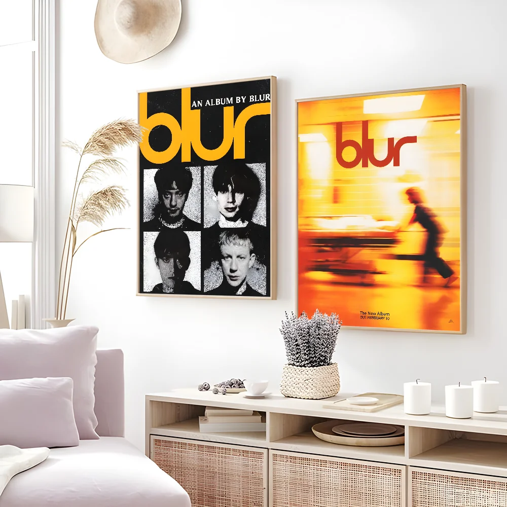 B-Blur Band Rock Roll Band Retro Poster Sticky Wall Art Printing Waterproof Home Living Bed Room Bar Aesthetic Decor