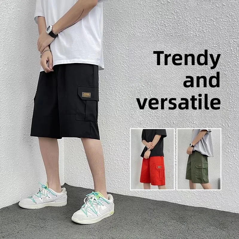

Loose Casual Workwear orts Men's Trendy Brand Large Size Summer Thin Multi-ket Five-Part Leisure Mid-Pants Straight Leg
