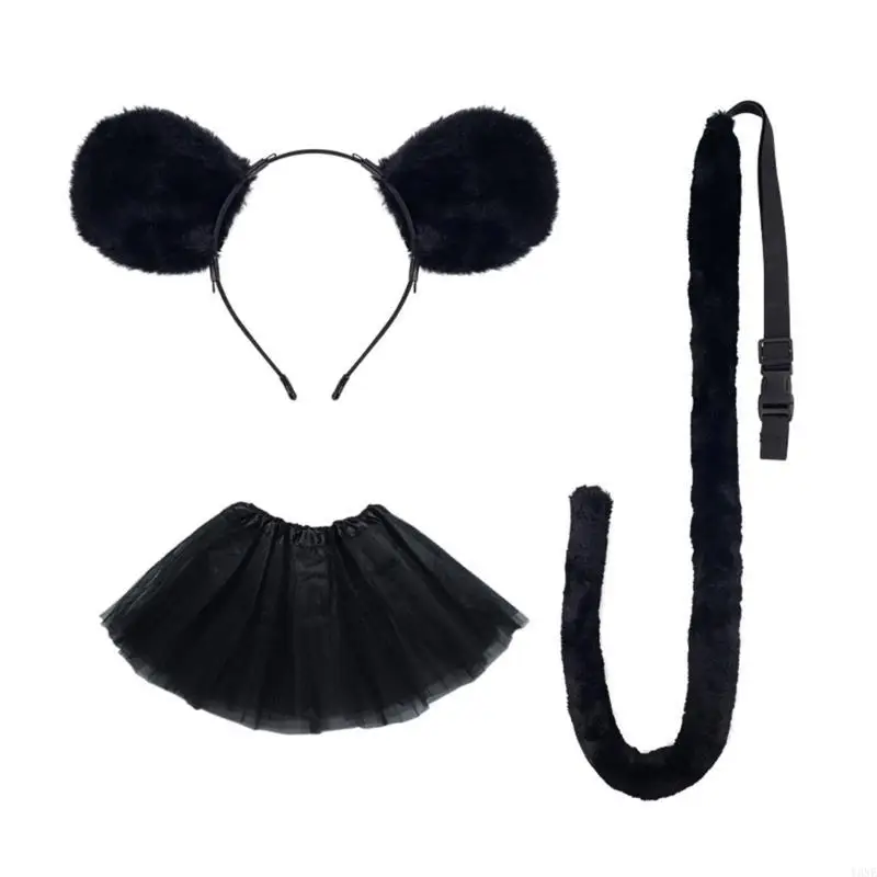 Y3NE Mouse Costume Accessories Mouse Ears Headband Tail Tutus for Halloween Cosplay