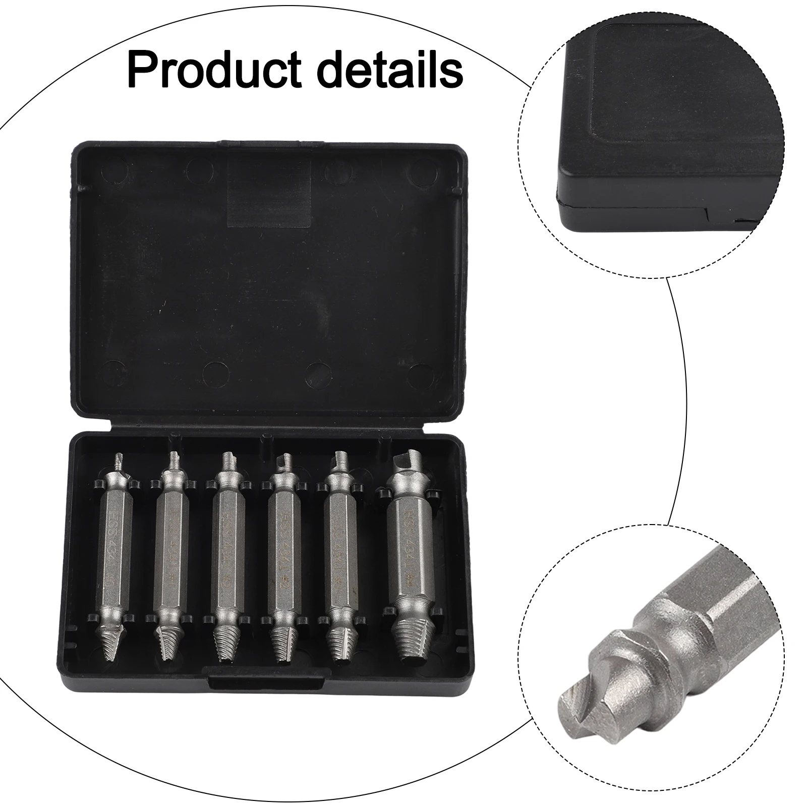 6PCS Damaged Screw Extractor Double Headed Out Drill Bits Set for Extracting Broken Screws Bolts Includes Protective Case