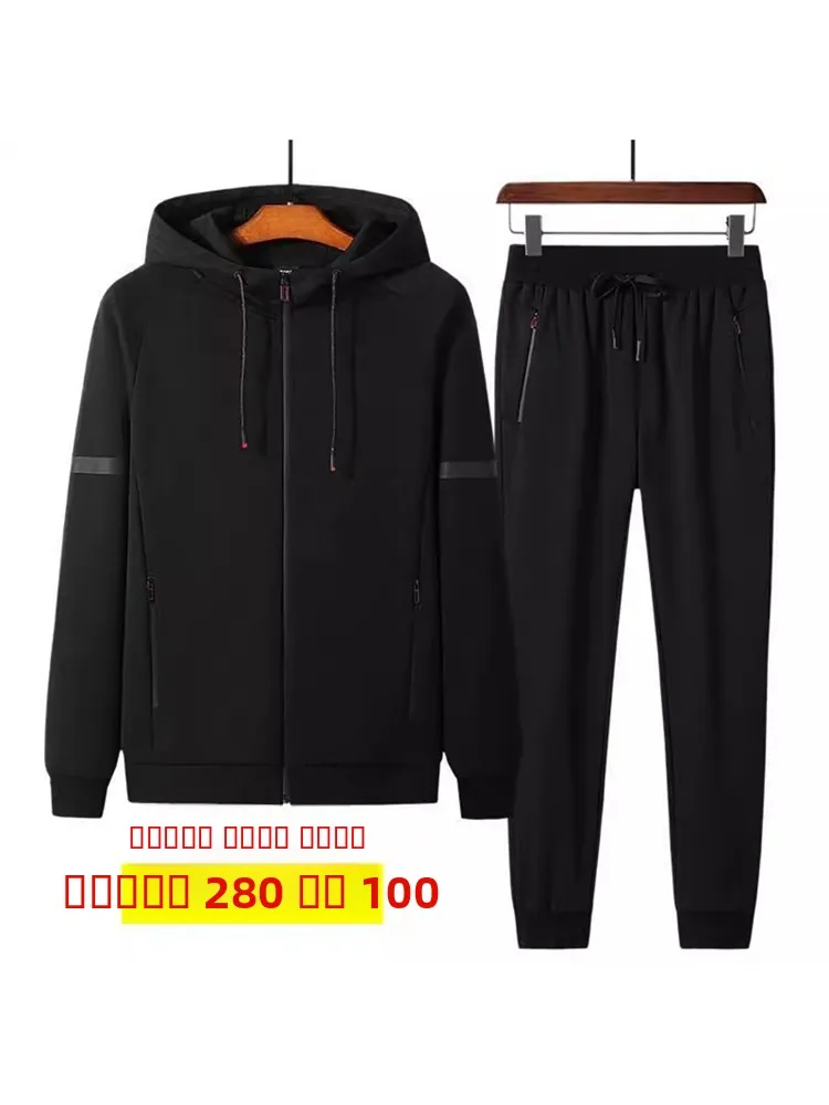 

Мужской спортивный костюм большого размера (до 8XL) для фитнеса и бега, повседневный, из хлопка, весна-осень, удобный, дышащий, с капюшоном