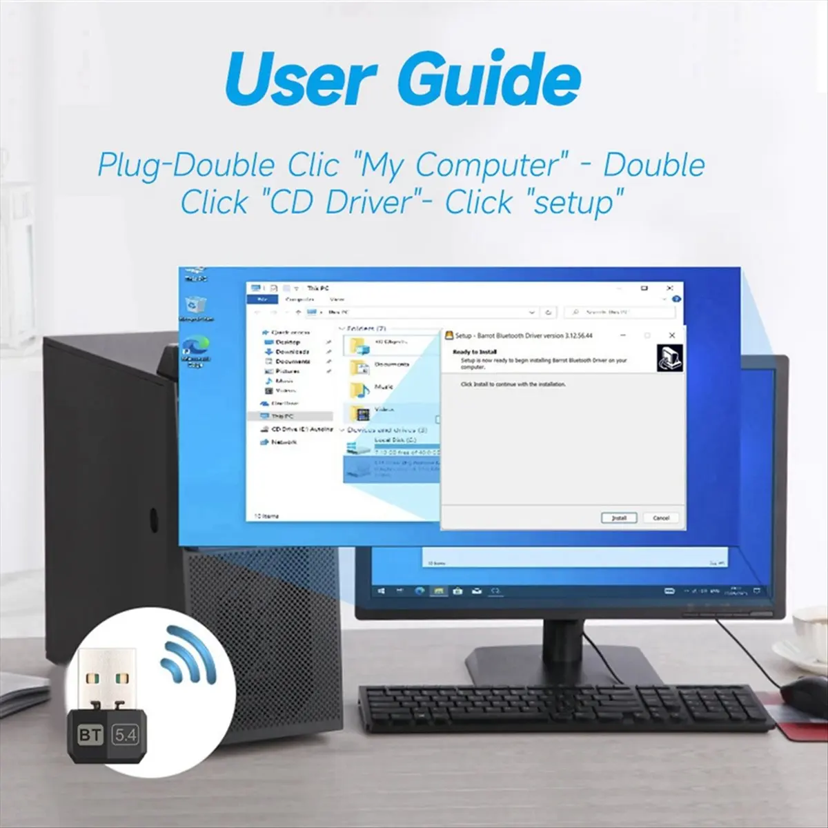 컴퓨터 스피커 무선 마우스 키보드 음악 오디오 수신기 송신기용 USB 블루투스 5.4 어댑터