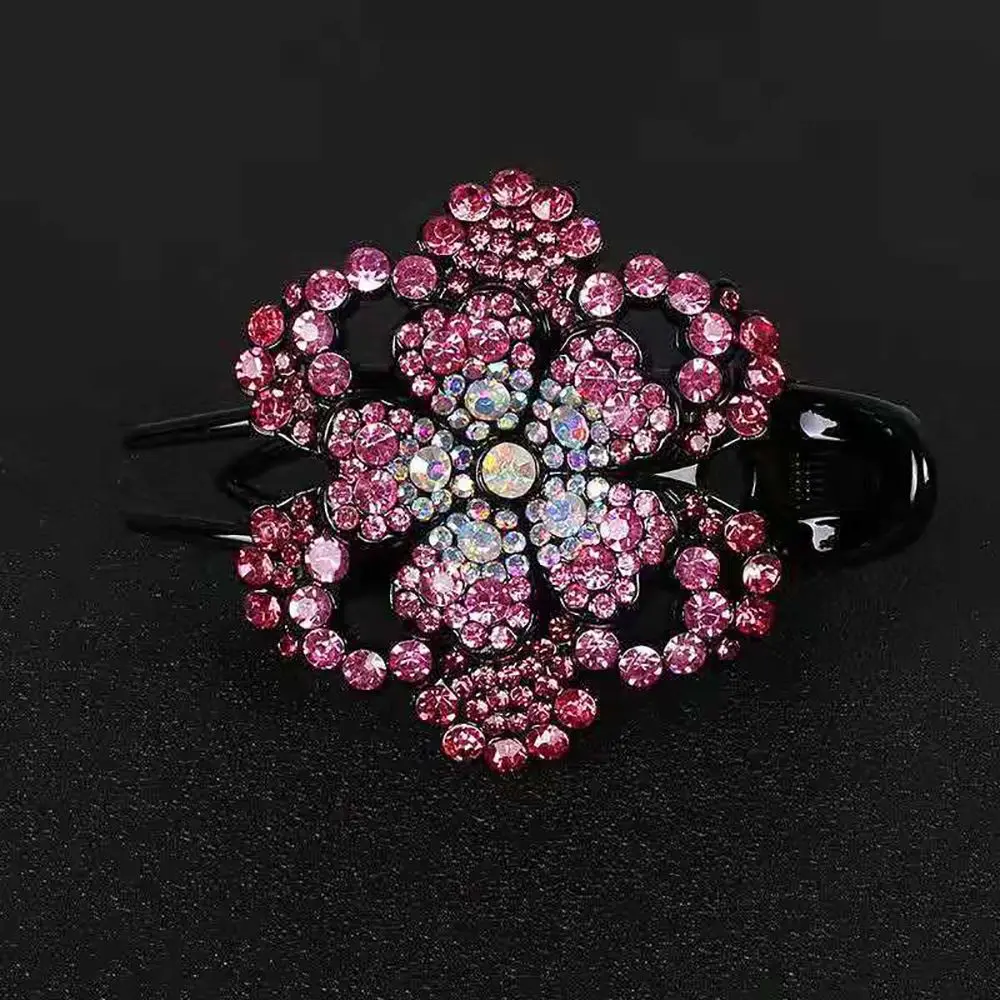 

Shinning Vintage Headdress Hair Clip Girls Acrylic Flower Duckbill Clip Hair Accessories Rhinestone Hair Claw Ponytail Holder