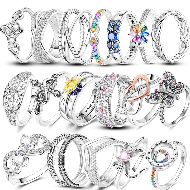 Anillos de mujer de Plata de Ley 925, anillo apilable de lujo, anillos de dedo de circón de diseño Original, regalo de joyería de boda de alta calidad