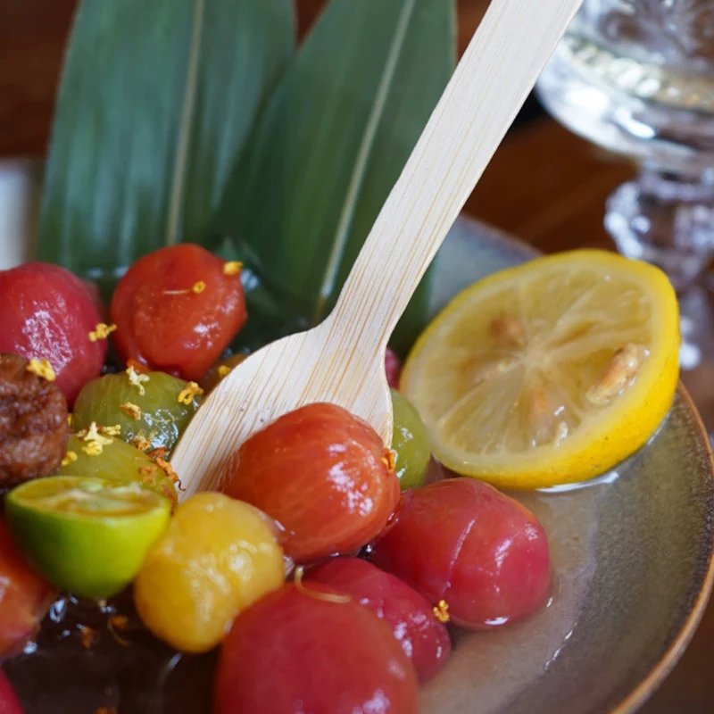 

100 шт./упак. одноразовые деревянные столовые приборы, ложка, вилка, нож, вечерние ложки для мороженого, йогурта, десертная посуда, высокое качество