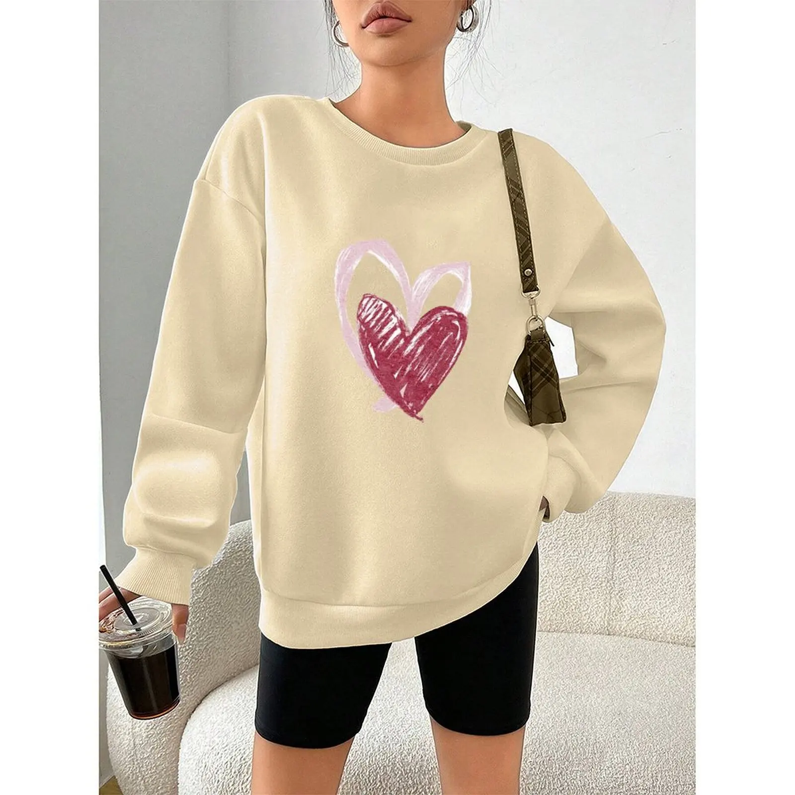 للارتداء اليومي سترة مخملية سوداء كاجوال برقبة دائرية للمنزل والعطلات من نسيج البوليستر بنمط مطبوع #4