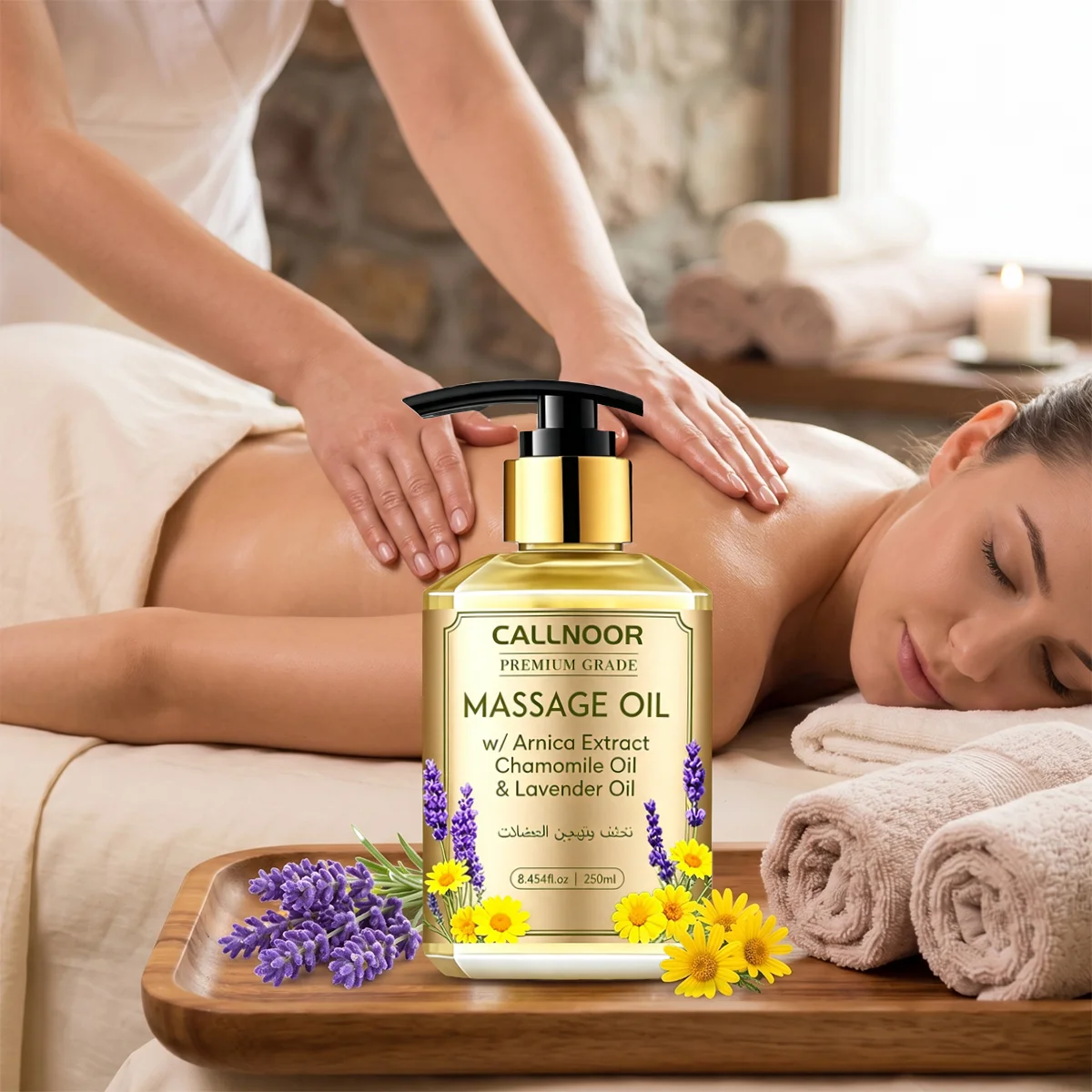 250ml Chamomile & Lavender Essential Oil for Massage Nourishing Skin Relaxing Mind Reducing Muscle Tension