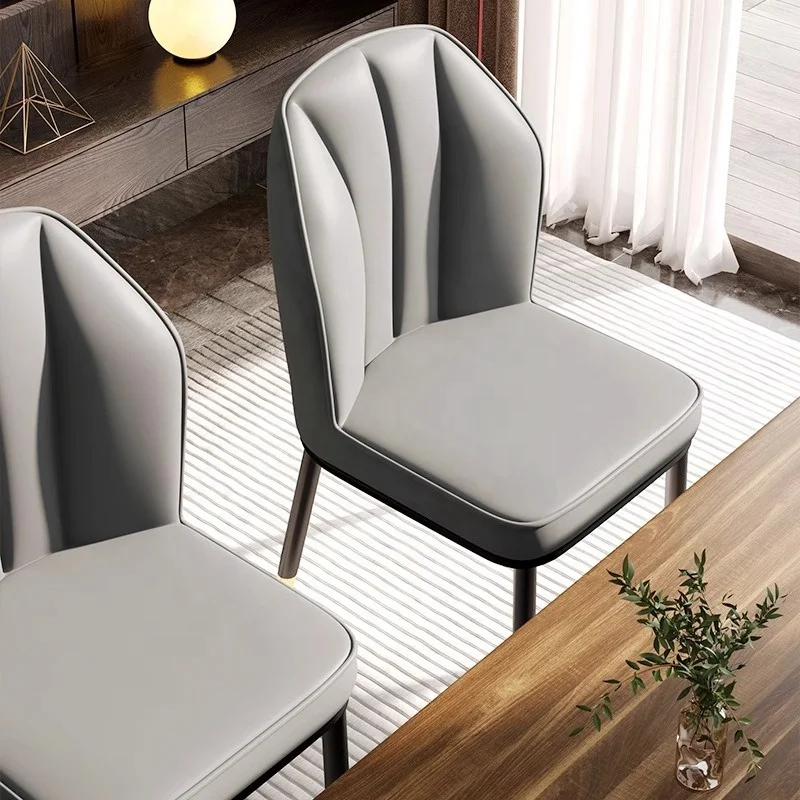*/ Modern Simple Black Dining Chair Style Furniture Steel Saddle Leather Dining Chairs