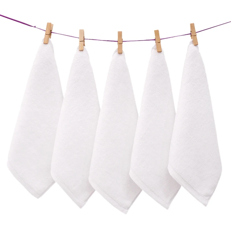 Branco Soft Face Hand Toalhas, Algodão, Qualidade Superior do Hotel, 30x30cm, 7Pcs