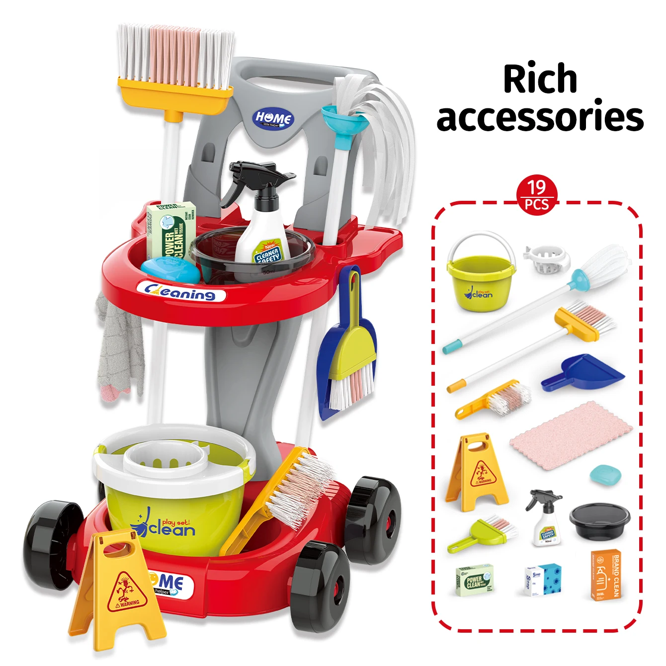 Children's simulation toy cleaning tools trolley vacuum cleaner broom mop set