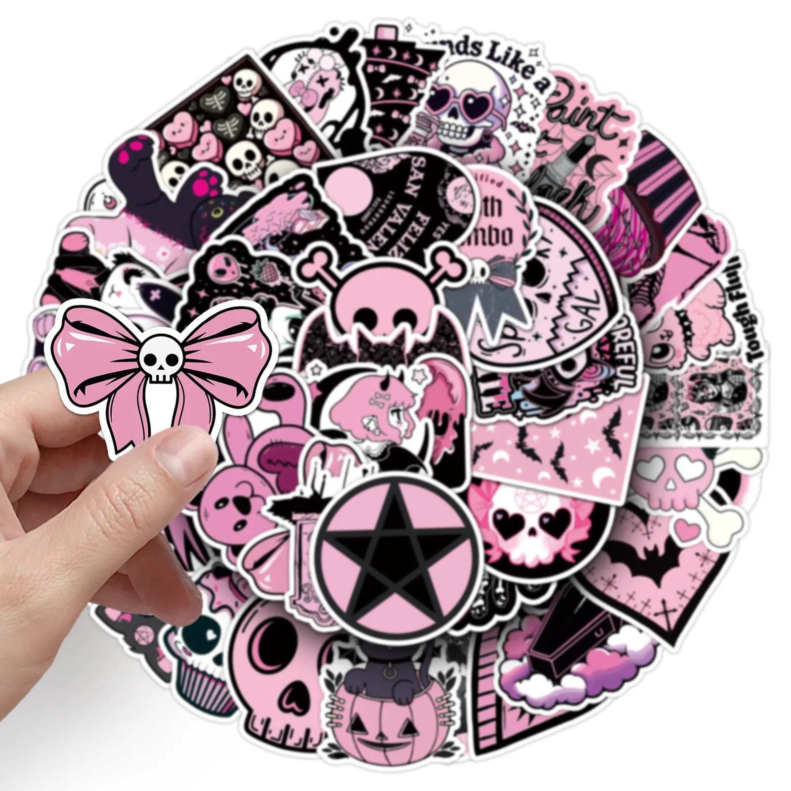 

10/50PCS Black Gothic Style Graffiti Stickers Pink Personalized Decal Notebook Phone Guitar Skateboard Fridge Classic Kid Toys