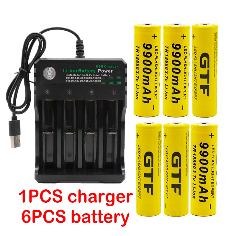 3.7 V 3500 mAh rechargeable lithium ion battery for LED flashlight battery+charging