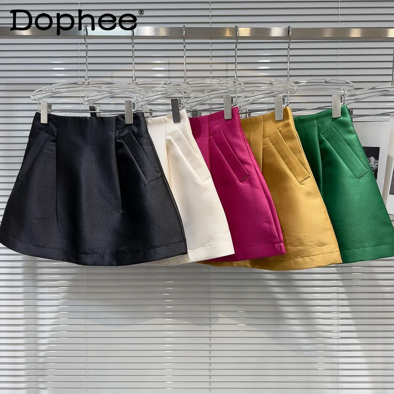 

Colorful Satin Elegant Lady Short Skirt 2024 Summer New Candy Color A- Line Skirt Pettiskirt for Women Korean Fashion Clothing