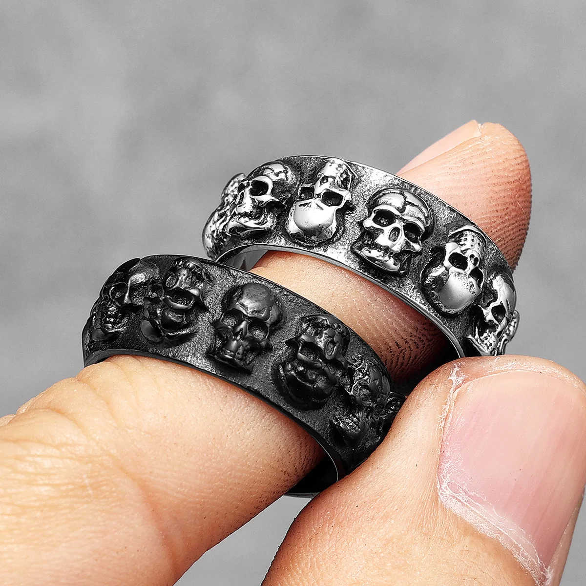 Punk Multi Skull Men Rings Stainless Steel Women Jewelry Gothic Rock Retro Black Cool Stuff Fashion Accessories Gift Wholesale