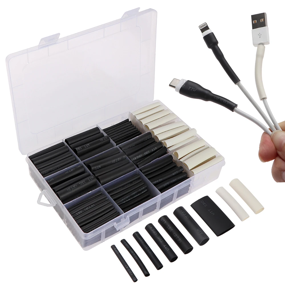 

300Pcs 3:1 Heat Shrink Tubing Kit with Glue Dual Wall Tubing Diameter 2.4/3.2/4.8/6.4/7.9/9.5/12.7mm Adhesive Lined Sleeve Wrap