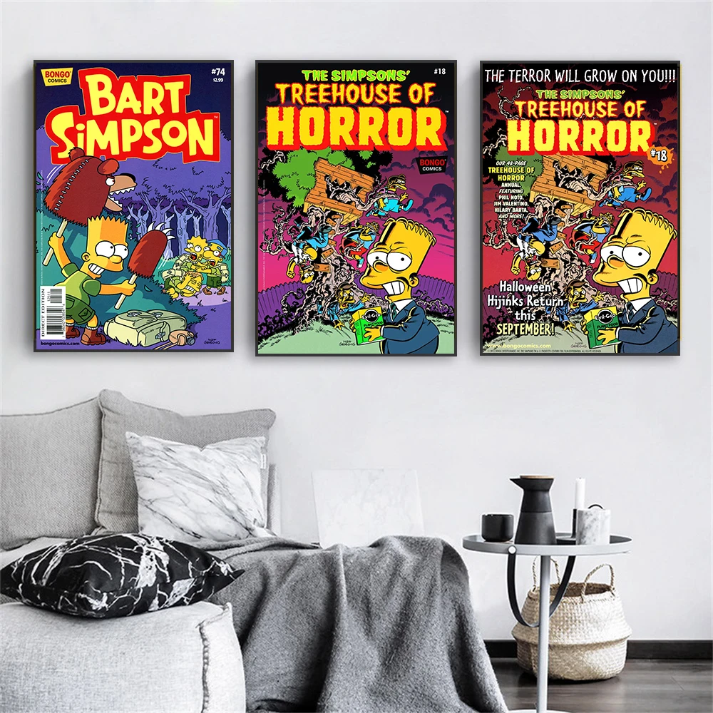 لوحة قماشية عائلية من سيمبسون ، ملصق برنامج تلفزيوني من سيمبسون ، مطبوعات كرتونية ، صور فنية جدارية ، ديكور غرف نوم الأطفال #4