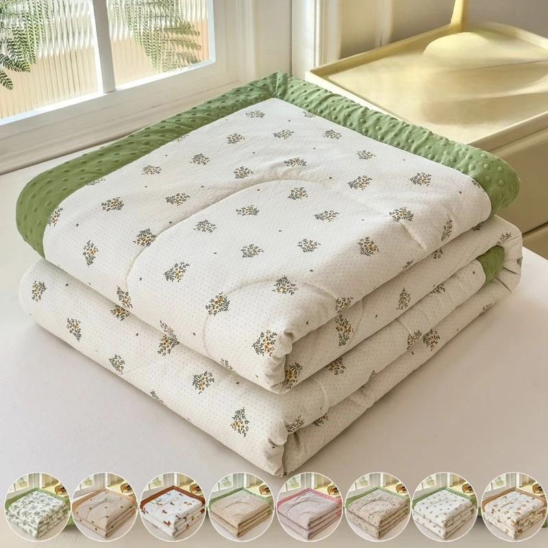

1pc Vintage Floral,Solid Color Super Soft Fabric Cover,Smooth Filling, Suitable for Summer Bedroom, Sofa,Balcony,–Summer Blanket