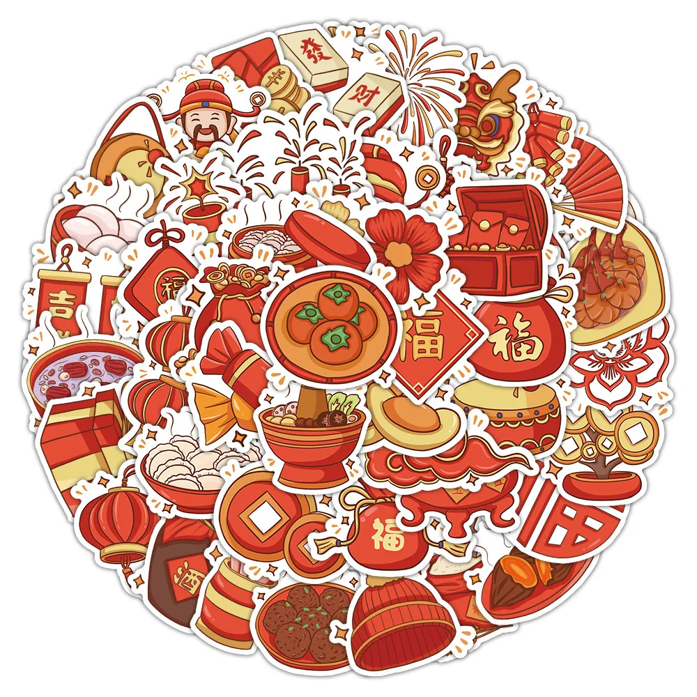 2024 The Year of the Dragon Stickers Scrapbooking Happy Chinese New Year Stickers for Water Bottles Lap Notebooks Computer Kids