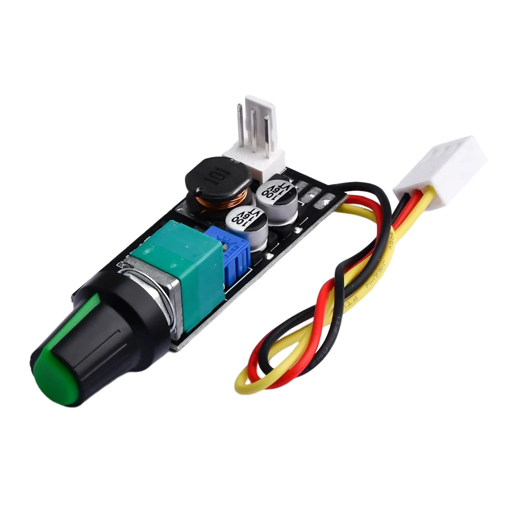 PWM Fan Speed Controller Adjustable with Knob Switch DC 5V 12V 2/3 Wire Fan Speed Governor Noise Reduction Can Be Shut Down