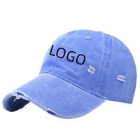 Washed Baseball Cap Custom Logo With Holes Rough Edges Men Women Duckbill Hat Embroidered Pattern Casual Sports Cap