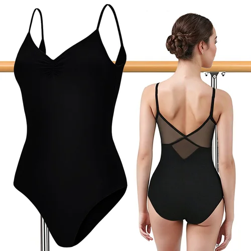 Camisola sin mangas para mujer, leotardos de baile de Ballet para adultos, camisetas sin mangas de gimnasia con cordón y forro suave