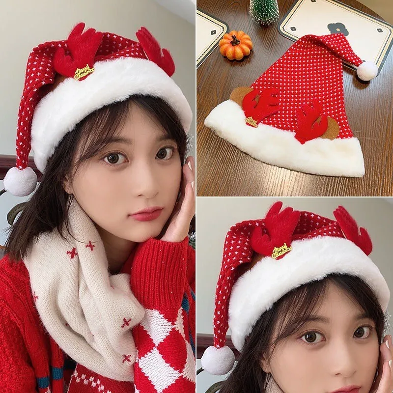 Christmas Hat Creative Cute Santa Snowman Plush for Kids Adults Holiday Dress Up Gift Soft Warm Comfortable Festive