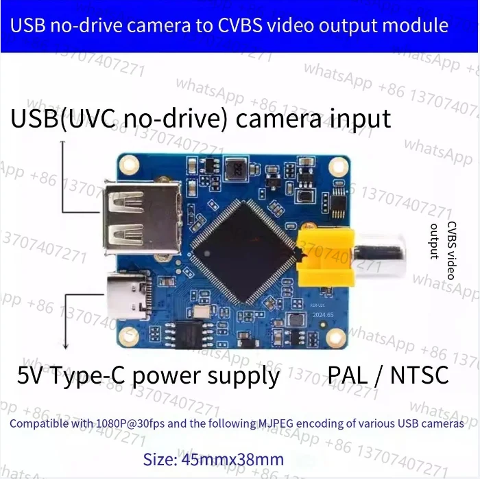 UVC Drive Free USB-камера к CVBS Модуль видеовывода 1080P MJPEG/YUV Подходит для кармана 3